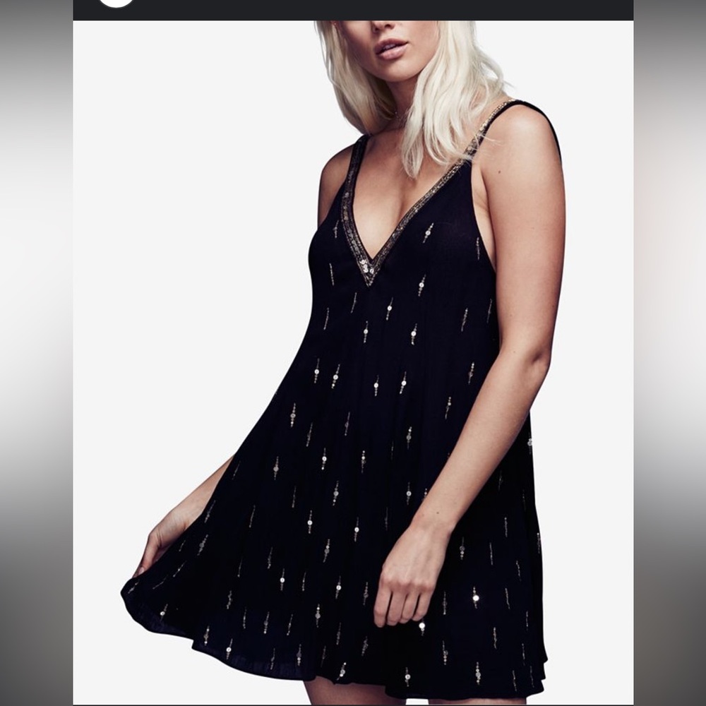 Free People Black and Silver Mini Dress